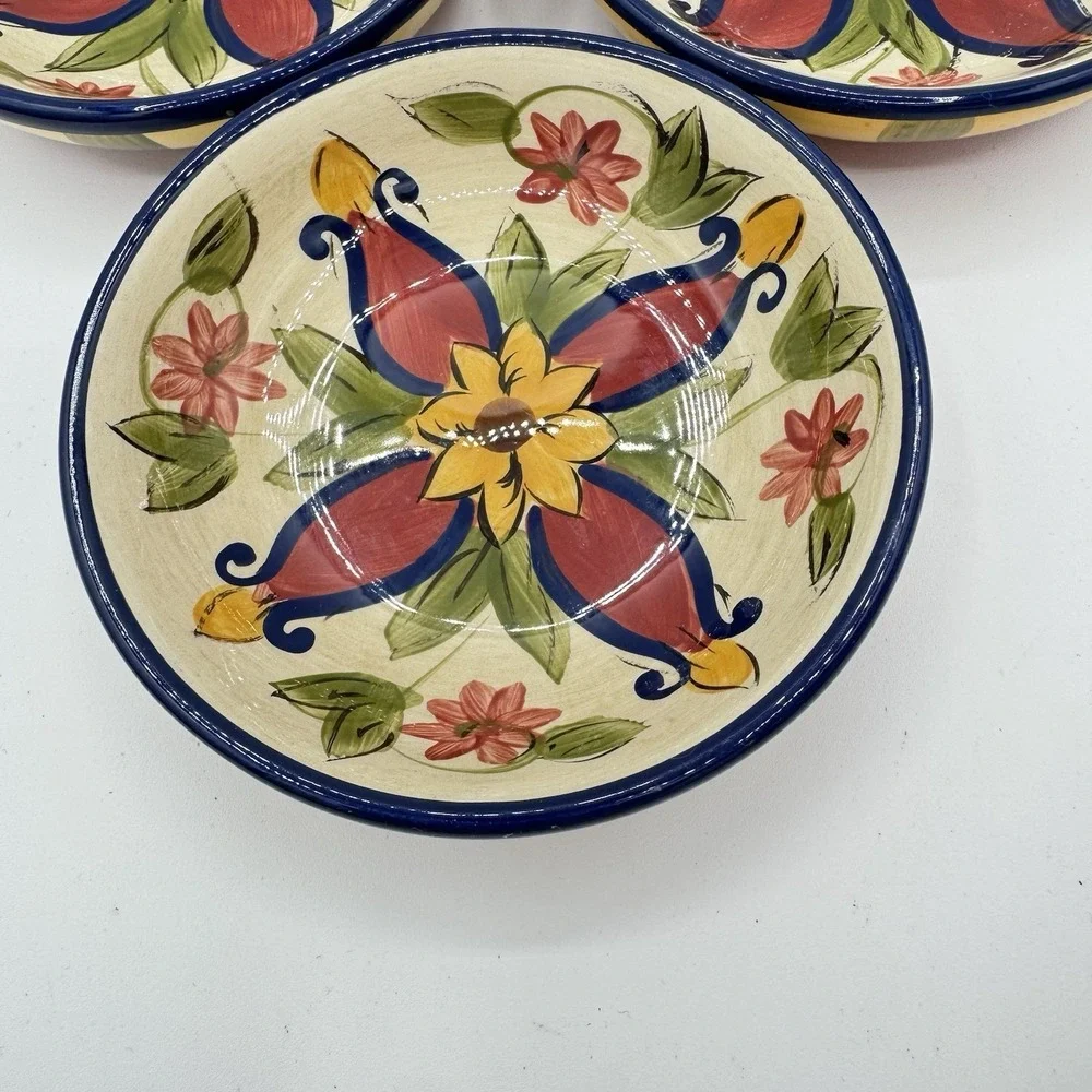 Pier 1 One VALLARTA Dipping Bowls Hand Painted Earthenware Set of 3 Southwest